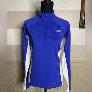 The North Face Royal Blue and White Quarter-Zip Size Small